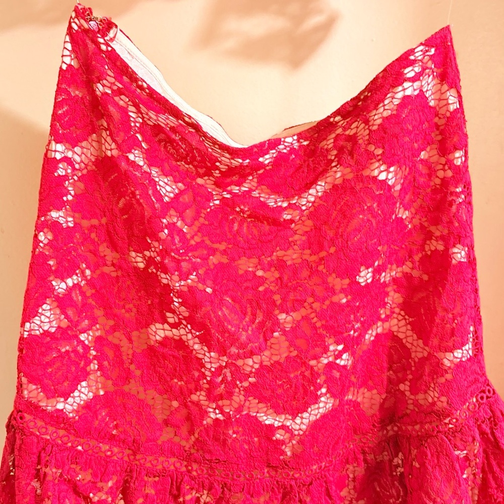 Rampage Red Lace Top & Skirt Set - Picture 3 of 7